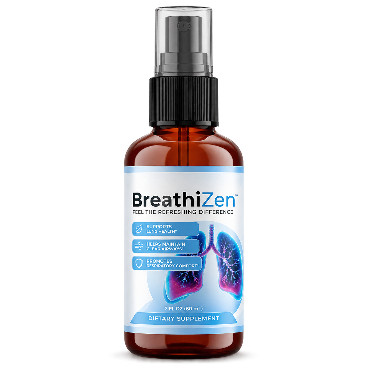 BreathiZen oral spray bottle for lung health and respiratory support